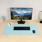Wolaile Faux Leather Desk Pad Blotter,Waterproof Non-Slip Writing Desk Mat for Kids,36x17 in Desktop Protector Large Mouse Pad,Light Blue Office Home Table Cover