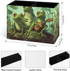Famame Cute Funny Frog Music Team Pencil Holder for Desk, Leather Desktop Container Pen Cup Storage Study Table Pen Organizer Makeup Brush Holder for Classroom Office Home