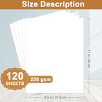 Silunkia 120 Sheets Bright White Cardstock 8.5 x 11 Certificate Paper, 250gsm/92lb Heavyweight White Card Stock Printer Paper for DIY Cards, Business Cards, Invitations, Menus