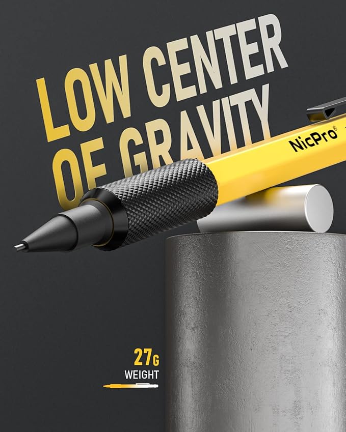 Nicpro 3 PCS 1.3 mm Mechanical Pencil Set with 48 Lead Refills, 3 Eraser - Weatherproof Metal Barrel, Heavy Duty Carpenter Pencil MP2000 for Outdoor Marking Drafting Drawing Woodworking - with Case