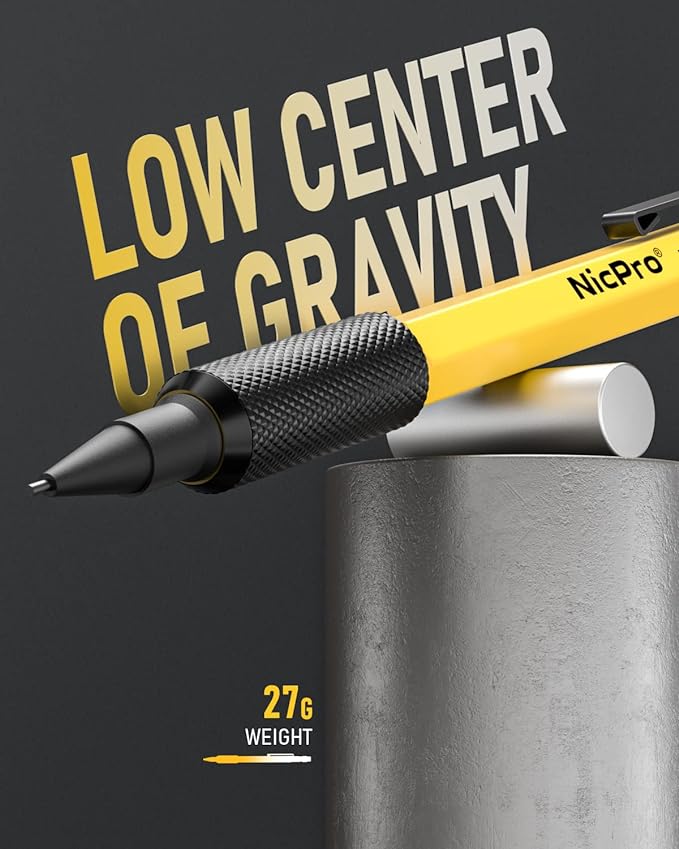 Nicpro 1.3 mm Mechanical Pencil Set with 12 Lead Refill, Eraser - Weatherproof Metal MP2000 Heavy Duty Carpenter Pencil for Outdoor Marking Drafting Drawing Sketching Woodworking - with Case