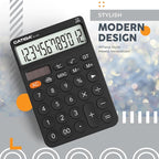 CATIGA 12 Digit Desktop Calculator with Large LCD Display, 4 Funtions Calculator, Round Design Big Button, Solar and Battery Dual Power, Standard Function for Office, Home, School, SD-1292