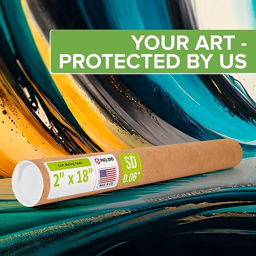 Paclord 2" x 18" Reinforced Kraft Paper Mailing Tube, Pack of 4 Tubes with 8 Caps – Secure USPS Approved Poster Tube – Cardboard Tube for Shipping and Storing Posters, Prints, Artwork, or Documents