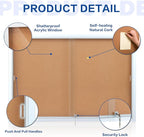 SWANCROWN Glass Enclosed Bulletin Board 48"x32", Locking Cork Board with Sliding Glass Doors for Indoor Use