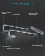 JCZT Aluminum Laptop Stand, Notebook Stand with Wrist Rest, Ergonomic Detachable Laptop Mount, Computer Stand Compatible with 10-17'' All Laptops Such as MacBook Air Pro/HP/Dell/Lenovo, Silver
