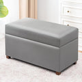 Joveco 32" Leather Storage Ottoman Bench, Rectangle Foot Rest Stool for Living Room, Bedroom, Entryway, Grey