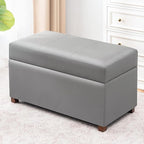 Joveco 32" Leather Storage Ottoman Bench, Rectangle Foot Rest Stool for Living Room, Bedroom, Entryway, Grey