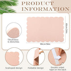 Mooliwe Scalloped Felt Bulletin Board 36 x 24 Inches Foldable Flesh Pink Pin Cork Board Alternative for Wall, 3' x 2' Trifold Picture Vision Self Adhesive Bulletin Decorative
