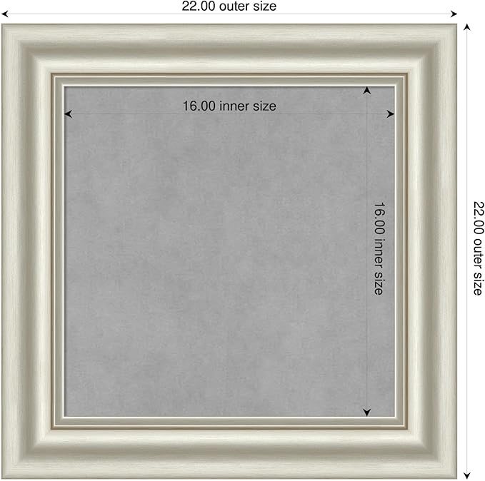 Amanti Art Silver Framed Magnetic Board 22x22 Small Vision Board for use with Magnets, 100% Metal Sheet to Display Items as Office Decor or for Home Organization in mudroom, Kitchen or Kids Room