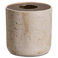 Natural Travertine Textures Mini Trash Can with Rose Gold Stainless Steel Lid, Mini Countertop Trash Can for Bathroom Kitchen, Desk or Table top Mini Garbage Can, Resin Tiny Waste Basket for Vanity