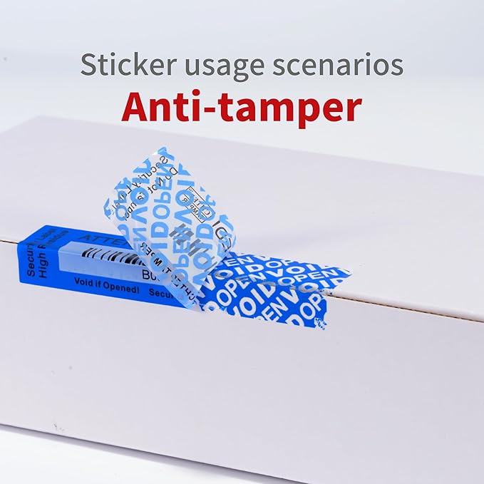 ChtepTamper 100 Pieces Total Transfer Tamper-Evident Stickers Security Labels Great for Goods Shipping,Exchange of Agency Files, Privacy Protection or More(Serial Number 1 * 3.54inches Blue)