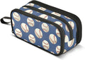 BOENLE Baseballs Ball Blue Pencil Case Box Boys Girls Large Pencil Pouch with Zipper Compartments Big Capacity Stationery Pen Bag Organizer for Kids Teens Adults School