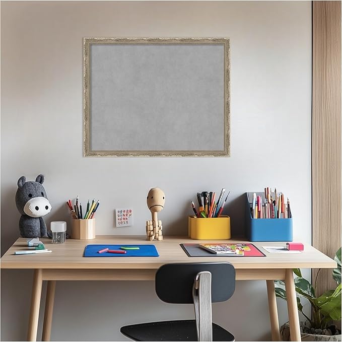 Amanti Art Silver Framed Magnetic Board 18x22 Small Vision Board for use with Magnets, 100% Metal Sheet to Display Items as Office Decor or for Home Organization in mudroom, Kitchen or Kids Room