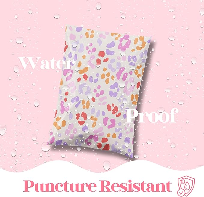 Pretty Package Store 14.5x19 Designer Poly Mailer 100 Pack Heavy Duty Waterproof Self Seal Shipping Bags for Small Business Large Mailing Envelopes Bulk Tear Resistant Cute Packaging Preppy Leopard