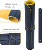 SUJAYU Dual Sided PU Leather Desk Pad, Mouse Pad, Office Desk Mat, Non-Slip Laptop Desk Pad, Waterproof Desk Writing Pad for Office and Home (23.6" x 11.8", Dark Blue + Yellow)
