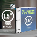 WOT I 1.5 Inch Telescoping 3 Ring Binder 6 Pack, Expandable Flexible Binder with Customizable Front Cover & Clear Catalog Pocket, Holds 370 Sheets, Assorted Colors, School Office Supplies