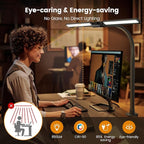 SIBRILLE LED Desk Lamp for Home Office - Remote Control Desk Light Computer Lamp with clamp, 22W, Dimmable, Color Changing, Touch Control, Height Adjustable, Black Table Task Light Bar for Work
