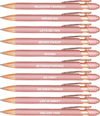 10pcs Inspirational Quotes Rose Gold Pens Set Fashion Design Novelty Pens Funny Rose Gold Office Decor Cute Office Supplies Ideal Gifts for Coworkers,Nurse and Girlfriend
