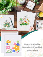 Eupako 9x11.5" 25 Pack Photo Document Mailer White Stay Flat Self-Seal Cardboard Envelopes for CDs, Pictures, Documents, 9.25 x 11.75 Inches
