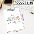 APIILVPQ Bible Clipboard，Jesus Clipboards with Low Profile Clip for Office School Use, Floral Wooden Clip Boards for Nurses Teachers Students - B10
