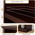 blini 5-Shelf Tall Bookcase Wooden Bookshelves 33in Wide Floor Standing Display Storage Shelves Mahogany Bookcase for Home Office, Living Room, Bed Room