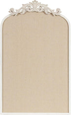 Kate and Laurel Arendahl Decorative Arch Pinboard; 19 x 31; White; Framed Arched Ornate Vintage Cork Board for Use as Motivational Vision Board or Wall Organizer