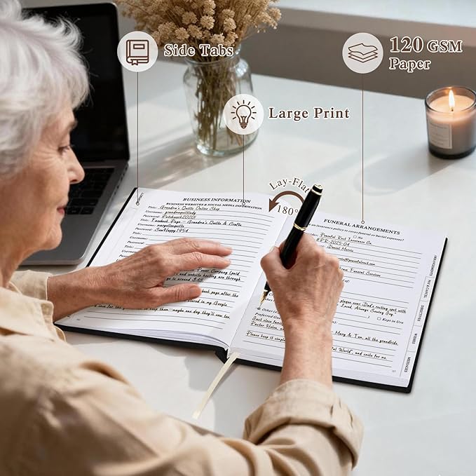 Lanpn I'm Dead, Now What Journal, End of Life Planner Death Book Organizer with Tabs, When I Die Planning Journals for Senior, Final Wishes & Financial Estate Planners, Leather Hardcover