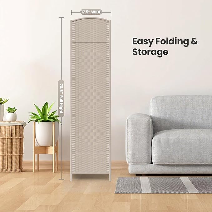 Cocosica 8 Panel Room Divider,6Ft Folding Privacy Screen,Tall - Extra Wide Foldable Panel Partition Wall Divider with Diamond Double-Weaved Hand-Woven Design Room Screen Divider
