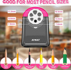 AFMAT PSX2 Electric Pencil Sharpener Heavy Duty, 6 Holes, Auto Stop Pencil Sharpeners for School, Classroom Electric Sharpener for 6-11mm Colored Pencils, Super Fast, 7000 Sharpenings, Pink