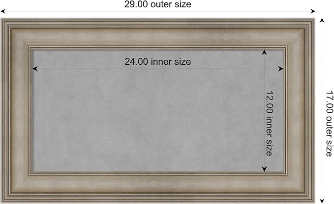 Amanti Art Silver Framed Magnetic Board 17x29 Small Vision Board for use with Magnets, 100% Metal Sheet to Display Items as Office Decor or for Home Organization in mudroom, Kitchen or Kids Room