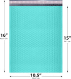 Teal 10.5x16 Inch Large Poly Bubble Mailers #5 | Padded Envelopes with Self Seal | Air Lined Cushioned Bubble Mailer | Usable Size 10.5x15 | 200 Pack Bulk | Lightweight shipping Bags