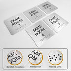 Exam Room Sign 6" x 6" Numbers 1-5 with Braille and Tactile Identification Signs Numbers for Apartment Offices Educational Institution Directional Assistance Test Center Elevator Sign Door Number Signs