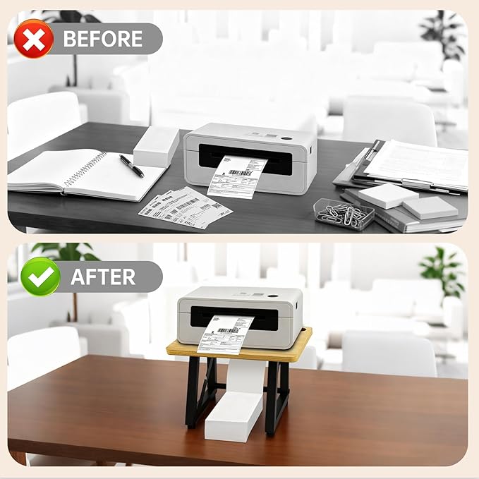 Label Holder for Thermal Printer,Sticker Rolls and Fan-fold Dispenser Holder,Wooden Label Holder for Shipping Label Printer,Office Accessories for Home,Small Business,Warehouse (Log Color)