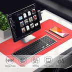 Leather Desk Pad Protector, 47.2'' x 23.6'', Suede Base Sewing Desk Blotter, Non-Slip Office Mat, Waterproof Writing Pad for Home and Office, Candy Red
