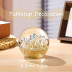 Arikyrist Glass Figurines Ball Ocean Waves Paperweight Glass Ball for Friends Ocean Lovers, Clear Bubble Ball with Sprouting Bubbles & Golden Light Decoration for Home, Office and Aquarium