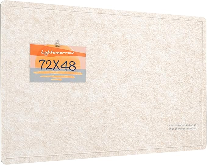Lightomorrow Large Bulletin Board - 72 x 48 Inches, Decorative Felt Pin Board for Wall - 6' x 4' Foldable Photo Display Board with Self-Adhesive Tape, Includes 20 Push Pins - Oatmeal