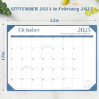 Gannyfer Desk Calendar 2026 with Desktop Mat, Simplified Large 22" x 17" Desktop Pad Calendar, 18 Month Desk Calendar 2026-2027, Use Now to Feb 2027, Office Supplies Perfect for Home School and Office - Blue