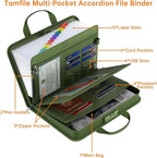 5200℉ Fireproof Accordion File Organizer with Lock, Thickened Document Organizer 13 Pocket with Zipper & Labels, Important Document Organizer, Expanding File Folder with Handle for Letter A4 (Green)