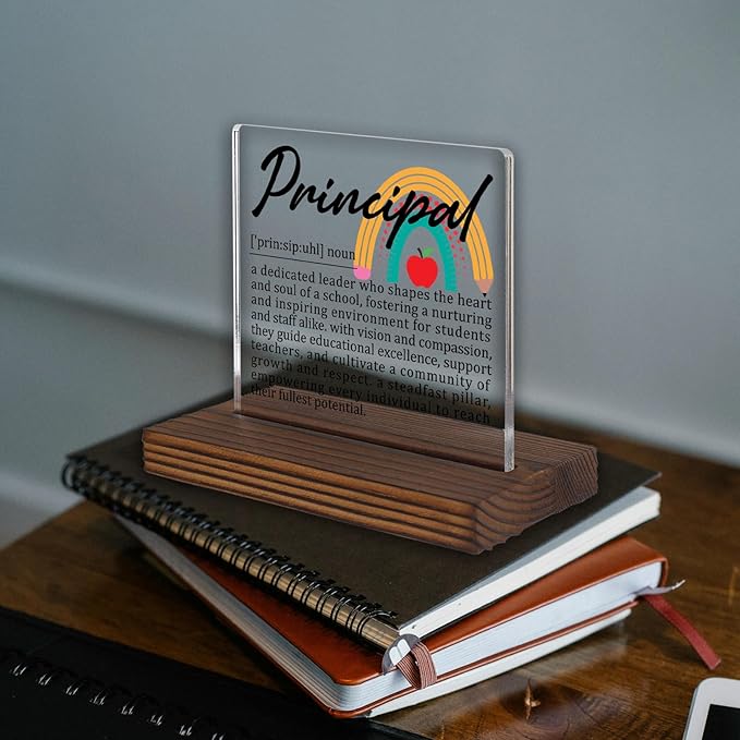 Principal Gifts, Inspirational Thank You Desk Sign for School Leaders, Educational Office Decor for Principal Appreciation Week Retirement Birthday Gift PA029