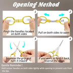 2 PCS Stainless Steel Mini Folding Scissors, Safety Pocket-Sized Multipurpose Scissors with Keychains for Travel, Home, Office, Crafts, Sewing & Nurse Accessories (Gold)