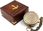Be Strong and Courageous, Do Not Be Afraid Brass Engraved Compass with Stamped Wooden Case – Inspirational Birthday, Confirmation, and Baptism Gifts