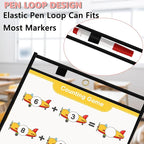 Antner 30 Packs Oversized Dry Erase Pockets Reusable Sleeves 10x13 Job Ticket Holders, Clear Plastic Dry Erase Pouches Heavy Duty Sheet Protectors for Teacher School Classroom Office Supplies, Black