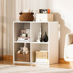 COMHOMA 4 Wood Cube Storage Organizer with Open Back and Removable Back Panels, 11In White Cube Storage Bookshelf, Cubicle Shelf Bookcase for Home Office Bedroom Living Room, Vertical or Horizontal