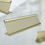 10 Pack 2" x 8" Aluminum Desk Name Plate Holder, Office Name Plate Holder for Desks, Desk Sign Holder for Office Conference, Meeting Room or Other Business Event (Gold)