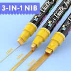 TFIVE Metallic Gold Liquid Chalk Markers - 2 Pack Jumbo Chalk Pens with 10mm 3 in 1 Nib Wide Tips, Dry & Wet Erase Marker Pens for Glass, Chalkboard, BlackBoard, Windows, Calendar, Pumpkin, Mirror
