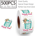 Happy Mail Stickers Labels (500pcs) Cute Thank You Boutique Packaging Mail Envelopes Small Business Roll