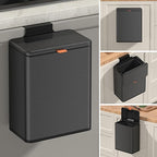 Mbillion Kitchen Compost Bin Hanging Trash Can with Lid 2.1 Gallon Stainless Steel Garbage Can for Kitchen Cabinet Door Mounted Trash Can Under Sink Door RV Bathroom,Brushed Black