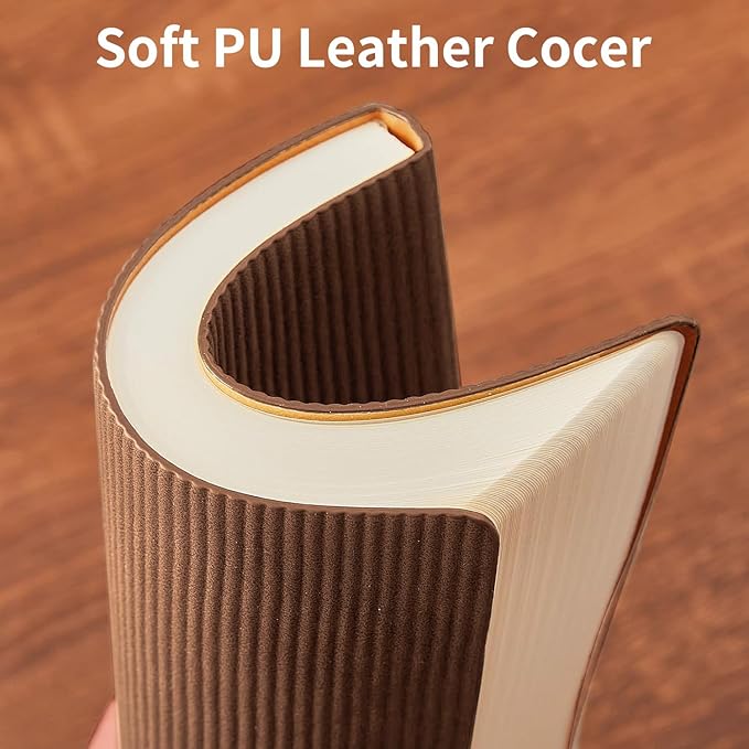 TSFPapier Lined Journal Notebook for Work College Ruled Note Book 5.79"x8.27" A5 PU Leather Daily Journaling 216 Pages for Women Men Writing Home School Supplies Business (Coffee)