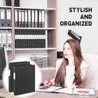 Henoyso 48 Pcs 3 Ring Binder 0.5 Inch Round Fits Letter Size 8.5'' x 11'' Paper Plastic Flexible Binder Bulk Holds 140 Sheets with 1 Pockets Versatile Organizer for Home Office School (Black)