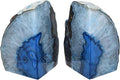 Nature's Decorations Blue Agate Bookends – A+ Grade Geode Heavy Duty Decorative Stone Crystal for Shelves & Bookcases, Natural Polished Bookshelf Decor, 1 Pair 3-4Lbs
